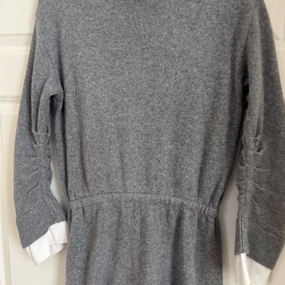 cinq a sept Gray Knit Sweater Dress with White Collar & Cuffs - Picture 10 of 14